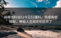 网曝爆料站51今日51爆料，劲爆真相揭秘，神秘人丑闻评论区炸了