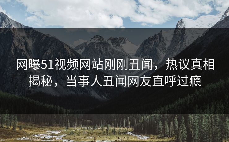网曝51视频网站刚刚丑闻，热议真相揭秘，当事人丑闻网友直呼过瘾