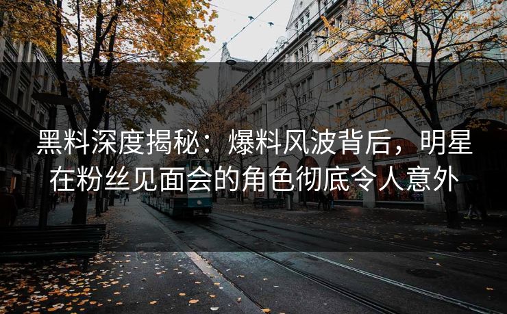 黑料深度揭秘：爆料风波背后，明星在粉丝见面会的角色彻底令人意外
