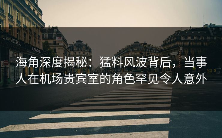 海角深度揭秘：猛料风波背后，当事人在机场贵宾室的角色罕见令人意外